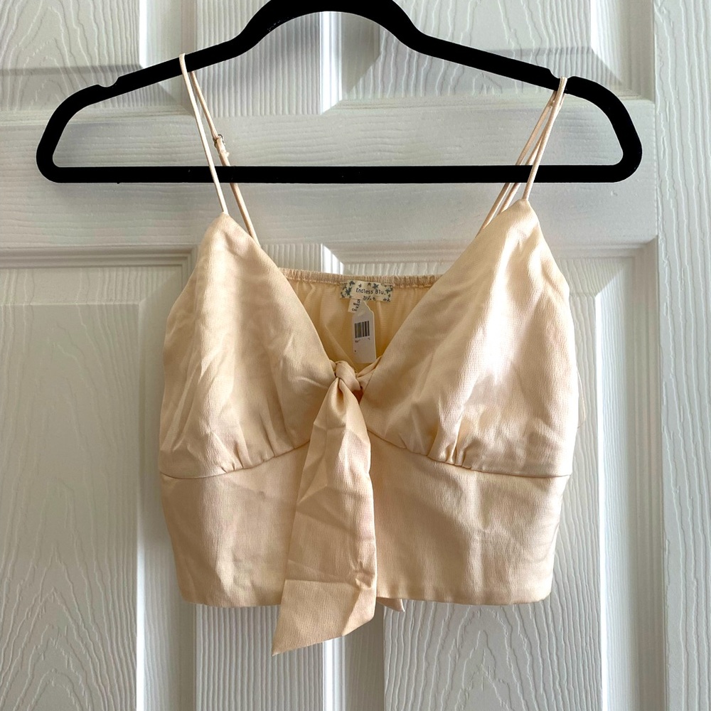 Satin ivory crop top